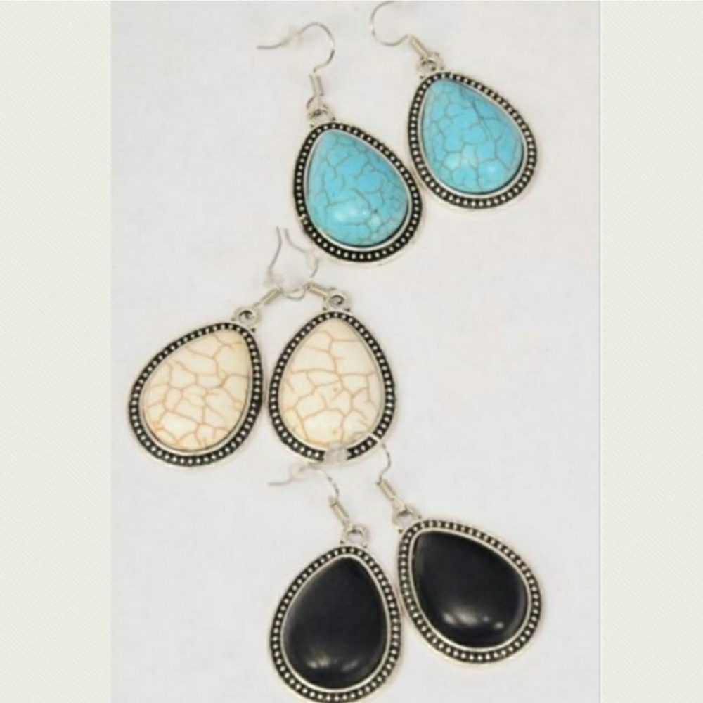 Semi-Precious Fish Hook-style Earrings